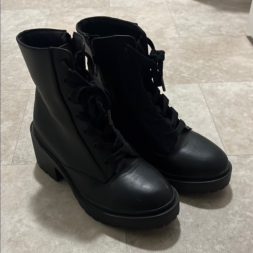 Black Lace-Up Ankle Boots